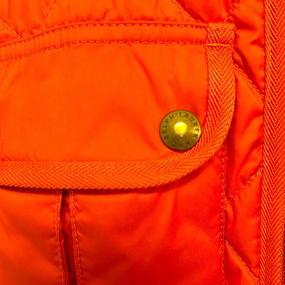 Ralph Lauren Sport Vintage Orange Puffer Vest Size Medium Feather Down F… - Picture 3 of 10